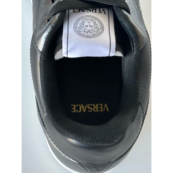 Versace Medusa Men’s Black/Silver Leather Sneakers 8.5 US (41.5) 1013377 IT NIB - Picture 8 of 15